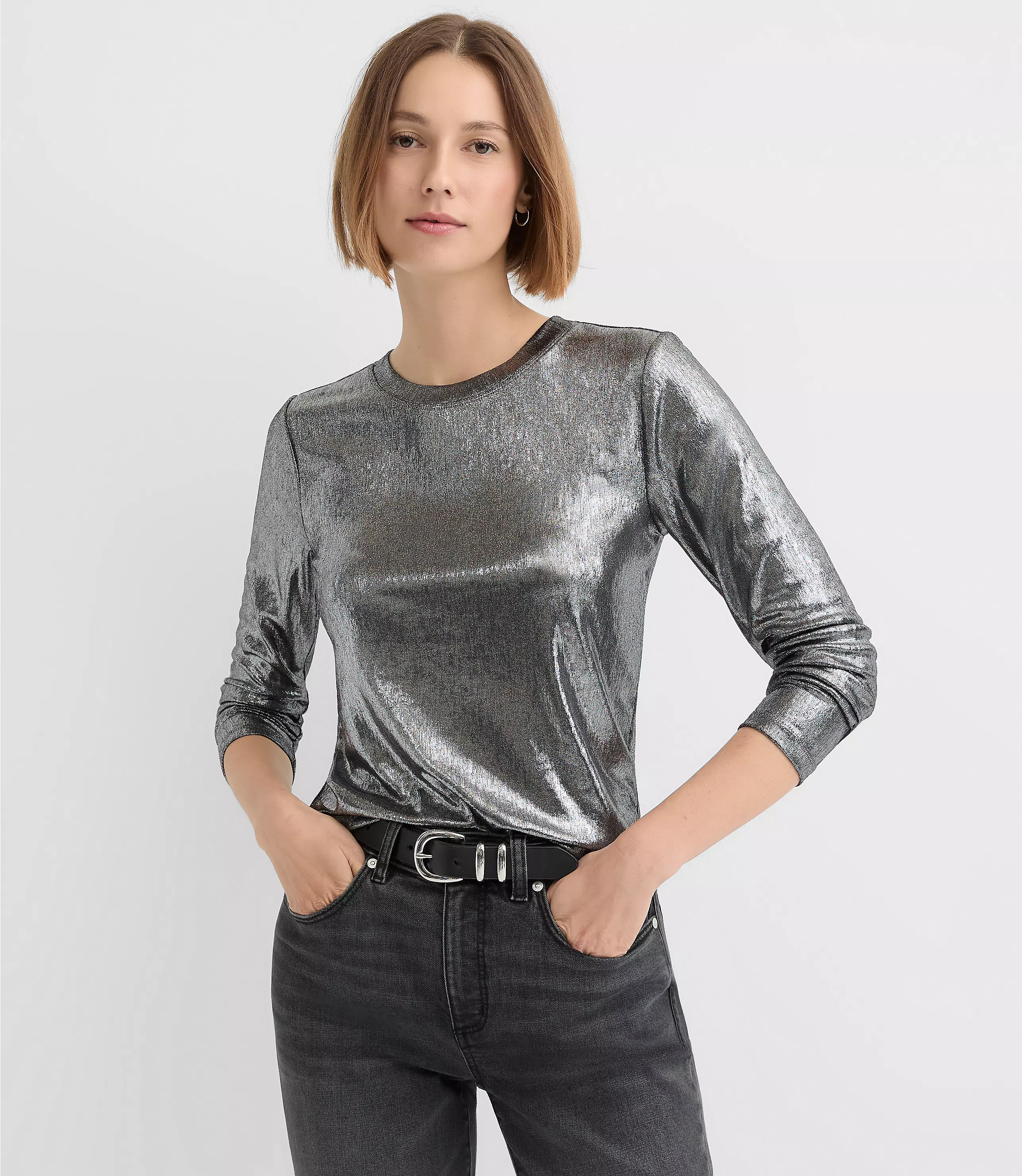 Foil Long Sleeve Everyday Tee | LOFT