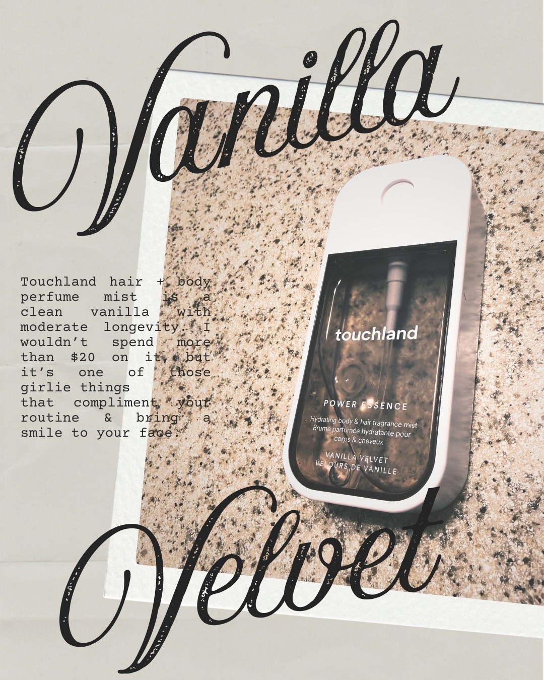 Touchland Hair & Body Mist Vanilla Velvet Perfume 

#LTKBeauty #LTKgrwm #LTKValentine