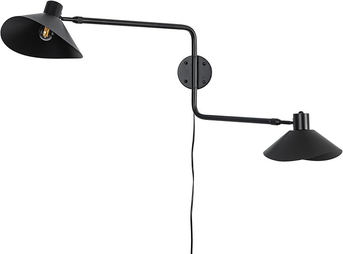 Big 2-Light Plug in Wall Sconce, Adjustable Swing Arms Wall Light Fixture for Living Room Bedroom... | Amazon (US)