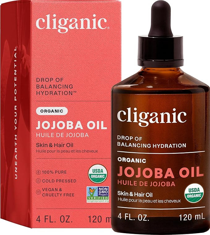 Cliganic Organic Jojoba Oil, 100% Pure (4oz) | Moisturizing for Face, Hair, Skin & Nails | Natura... | Amazon (US)