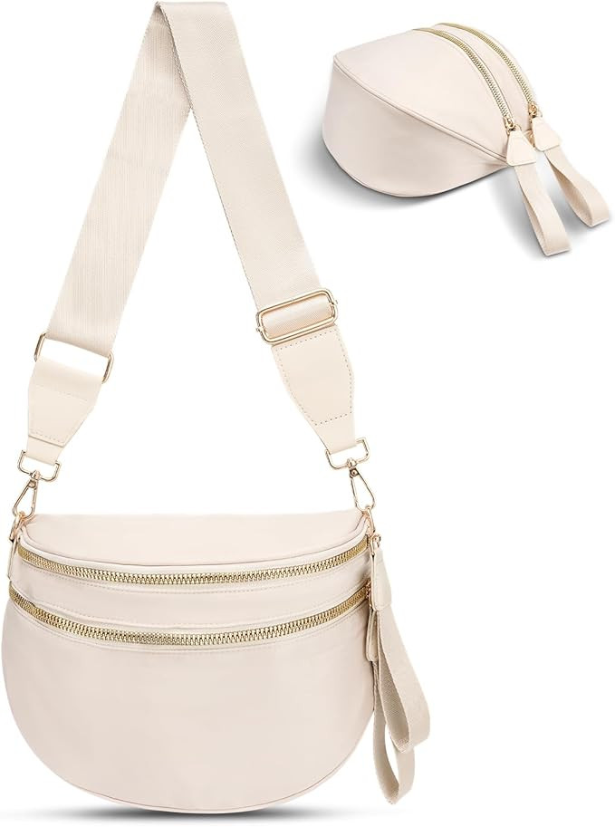 Checkered Crossbody Bag,Nylon Bum Bags for Women Crossbody,Spacious Sling Bag Purse Fanny Packs w... | Amazon (US)