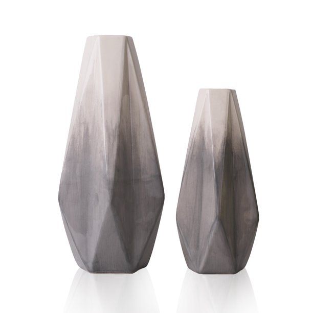TERESA'S COLLECTIONS Gray and White Modern Ceramic Decorative Vases for Home Decoration, Set of 2... | Walmart (US)
