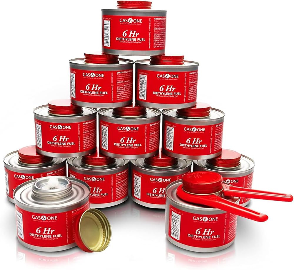 Gas One 12 Pack 6 Hour Chafing Fuel - Food Warmer for Chafing Dish Buffet Set - Reusable Liquid S... | Amazon (US)