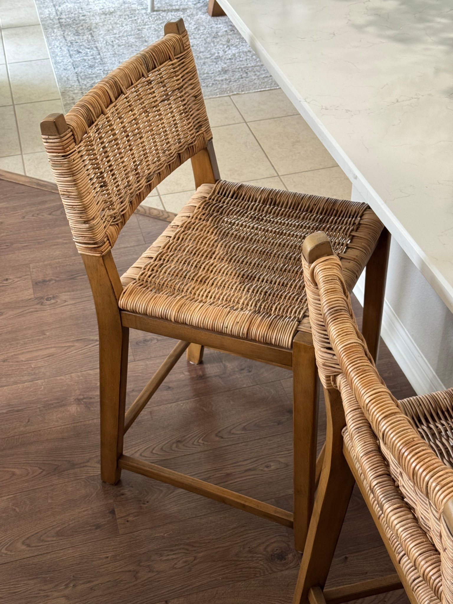 Wood & rattan counter stool for your kitchen! I love the size of these.

#LTKHome