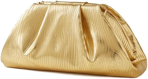Munansli Light Gold Women's Clutch Purse,Detachable Chain Shoulder Bag, Dumpling Crossbody Bag, Cloud Evening Clutch. | Amazon (US)