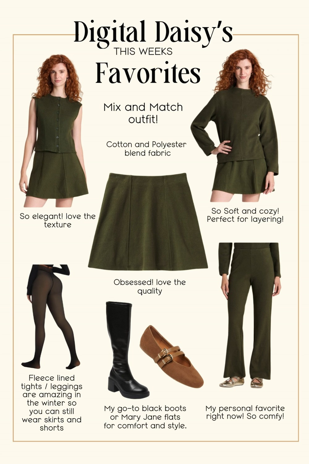 Comfy work outfit perfect for our Texas weather.  Mix and match by wearing pants or a skirt with fleece tights and black high boots or Mary Jane flats.  I wore the Mediums in this style vest and skirt and Large in the pants.  

 

#LTKSeasonal #LTKTall #LTKWorkwear