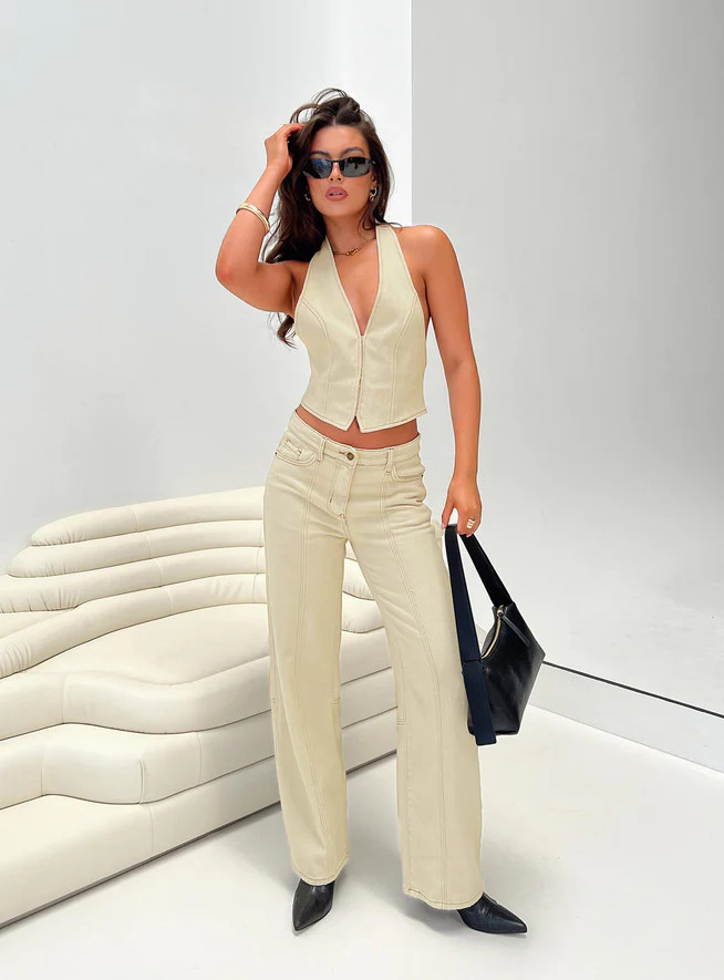 Dawson Jeans Ecru | Princess Polly US