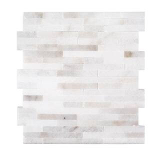 Jeffrey Court Cotton Valley White 11.75 in. x 12 in. Interlocking Polished Marble Mosaic Tile (9.... | The Home Depot