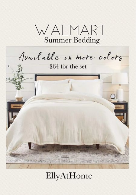 Better Homes and Garden gauze neutral summer bedding only $64 for the set! Available in more colors. Bedroom, guest bedroom. Shop cool sheets, throw pillow and blanket, area rugs, bed frame  Neutral home. Summer home decor accessories. Walmart, free shipping 

#LTKHome #LTKFindsUnder100 #LTKFamily