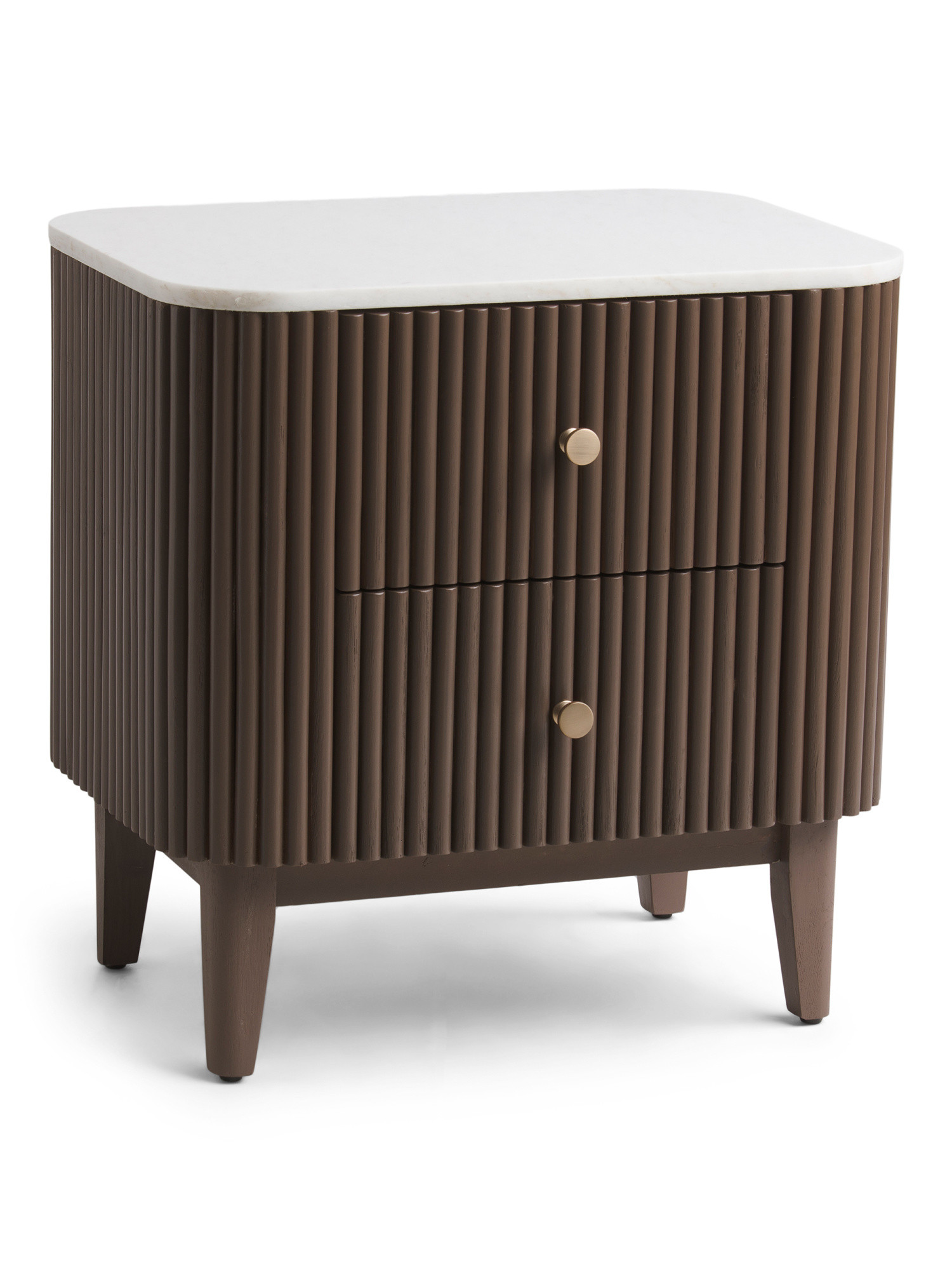 25in Marble Top Fluted Wooden Nightstand | TJ Maxx