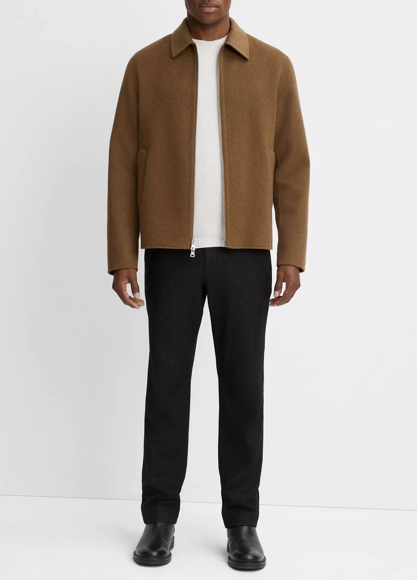 Splittable Wool-Blend Zip-Up Jacket | Vince LLC