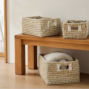 Reese Woven Rattan Rectangle Baskets (Set of 3) | West Elm (US)