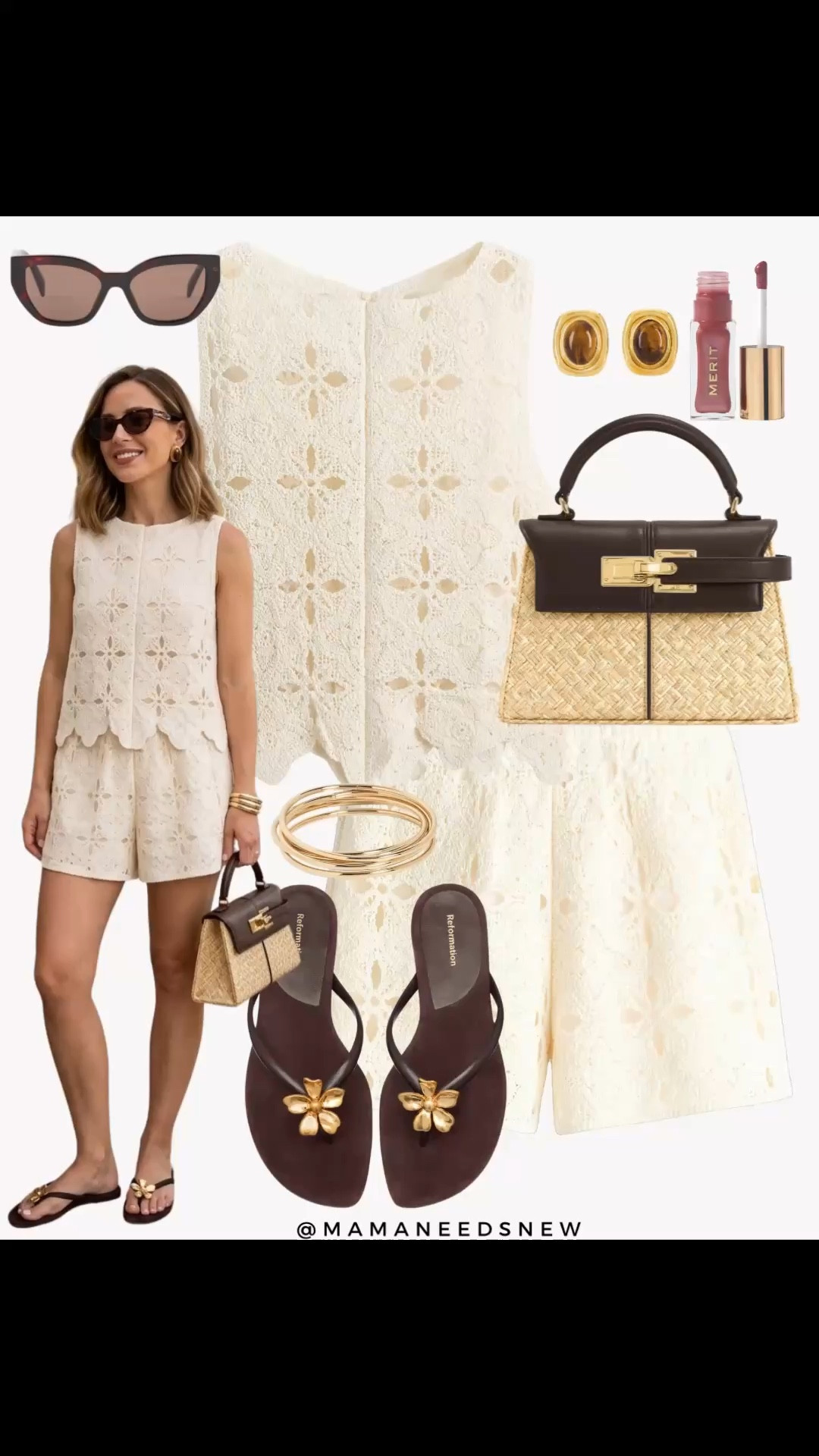 Summer / vacation outfit with a matching tank top & shorts set, top handle bag, flip flop sandals 🤍🤎

#LTKSeasonal #LTKSaleAlert #LTKootd