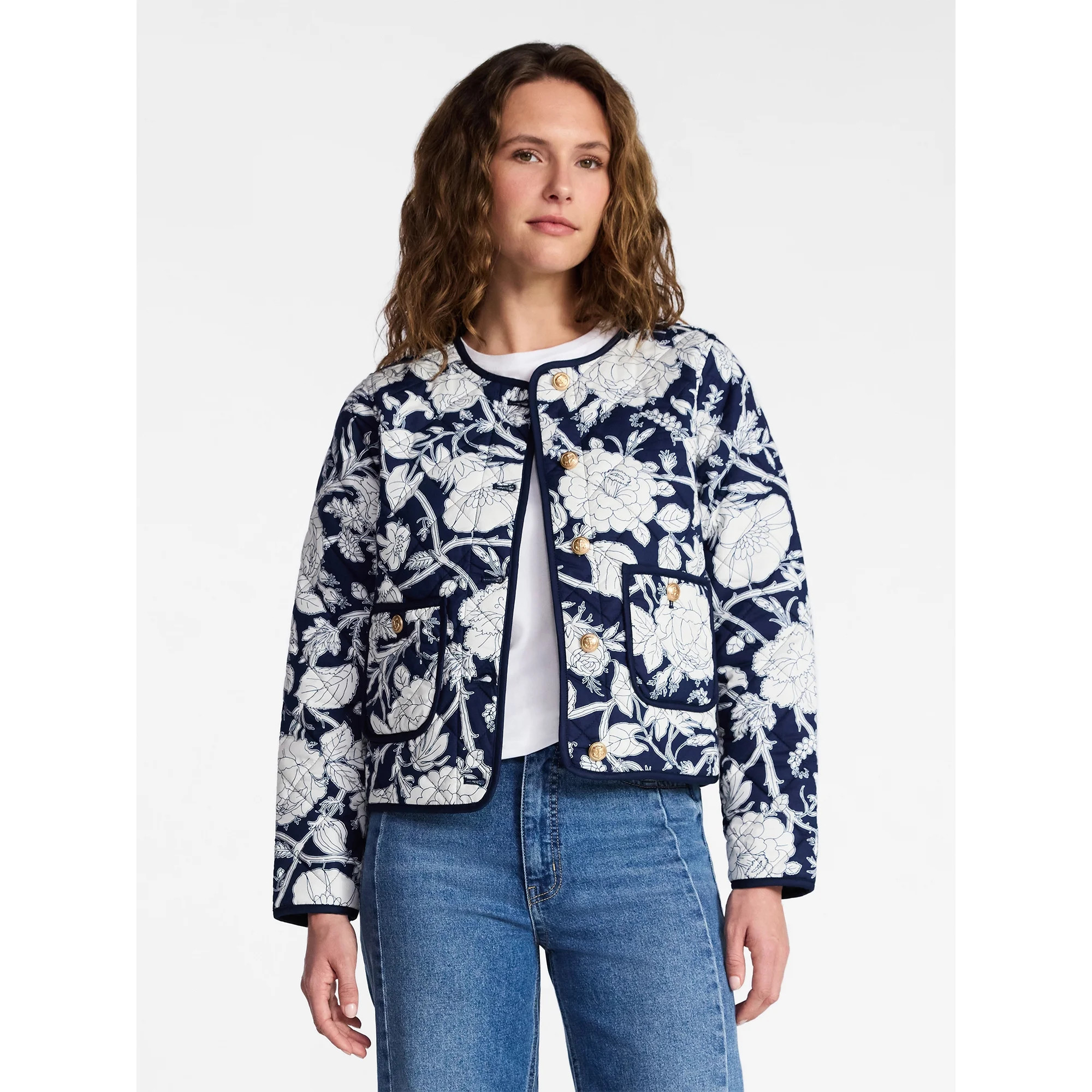 Time and Tru Women's Quilted Cotton Jacket, Sizes XS-XXXL | Walmart (US)