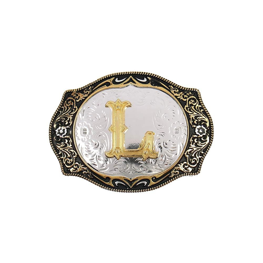 Western Belt Buckle Initial Letters ABCDMRJ to Z Cowboy Rodeo Small Gold Belt Buckles for Men Wom... | Amazon (US)