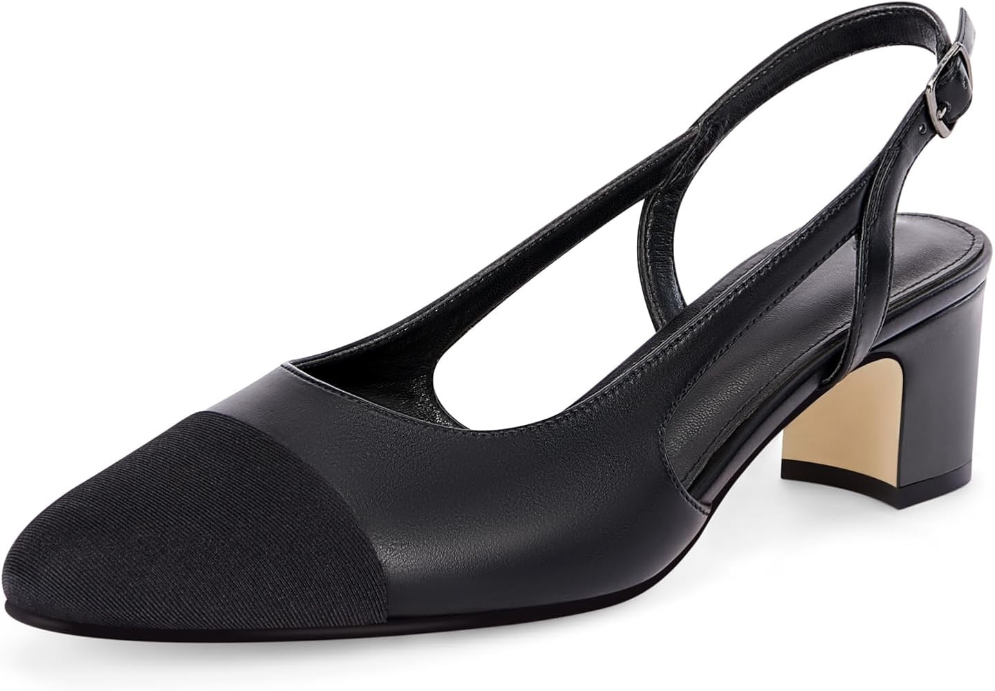 Coutgo Womens Slingback Heels Kitten Low Heel Dress Shoes Sling Back Pumps Chunky Block Elegant O... | Amazon (US)