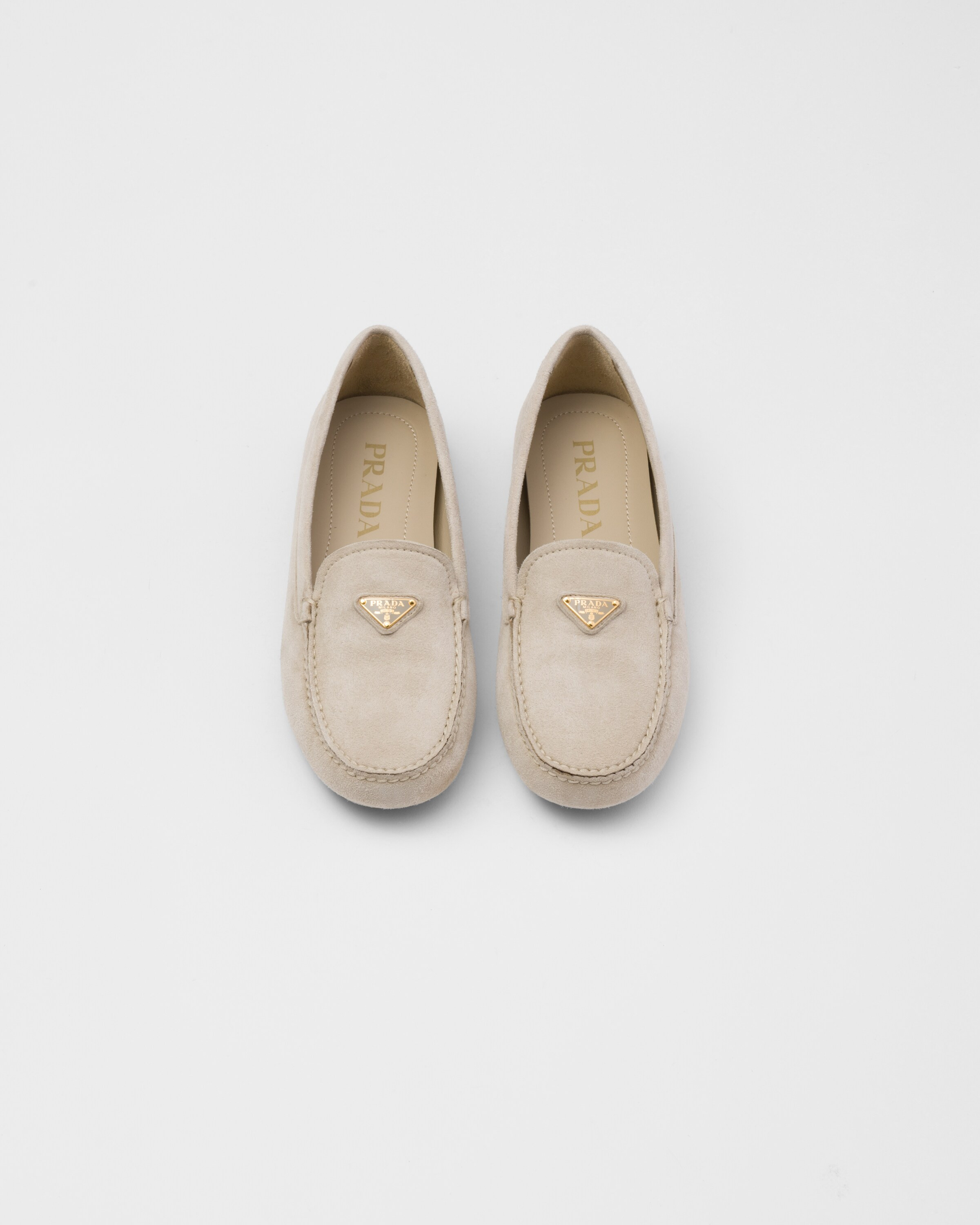 Suede driving loafers | Prada UK