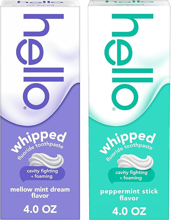Hello Whipped Mellow Mint Dream and Peppermint Stick Toothpaste Pack, Minty Adult Foam Toothpaste... | Amazon (US)