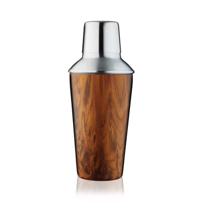 True Stainless Steel Cocktail Shaker with Built-in Strainer & Jigger Cap, Drink Mixers for Cocktails,Margarita,Martini, 20 oz, Set of 1, Wood Pattern | Target
