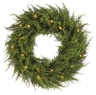 CANVAS LED Pre-Lit Christmas Decoration Artificial Cedar Wreath, 24-in#151-8011-6 | Canadian Tire