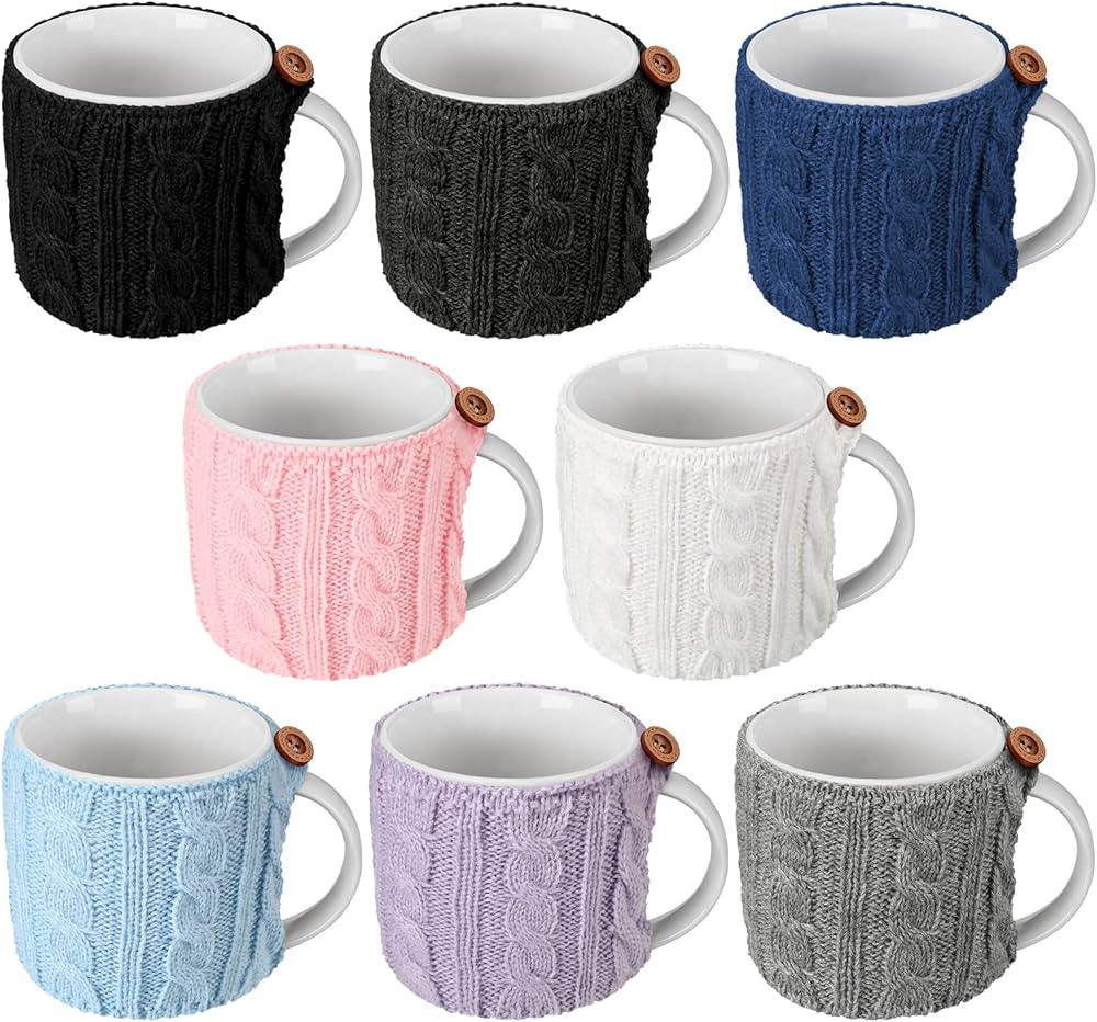 8 Pcs Coffee Mug Sweater Cozy Sleeve Mug Reusable Knitted Cozy Crochet Coffee Sleeves Cup Tea Coz... | Amazon (US)