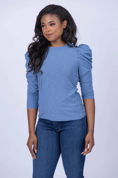 NATION LTD Zeta Snap Back Mockneck Top in Carolina | CoatTails LLC