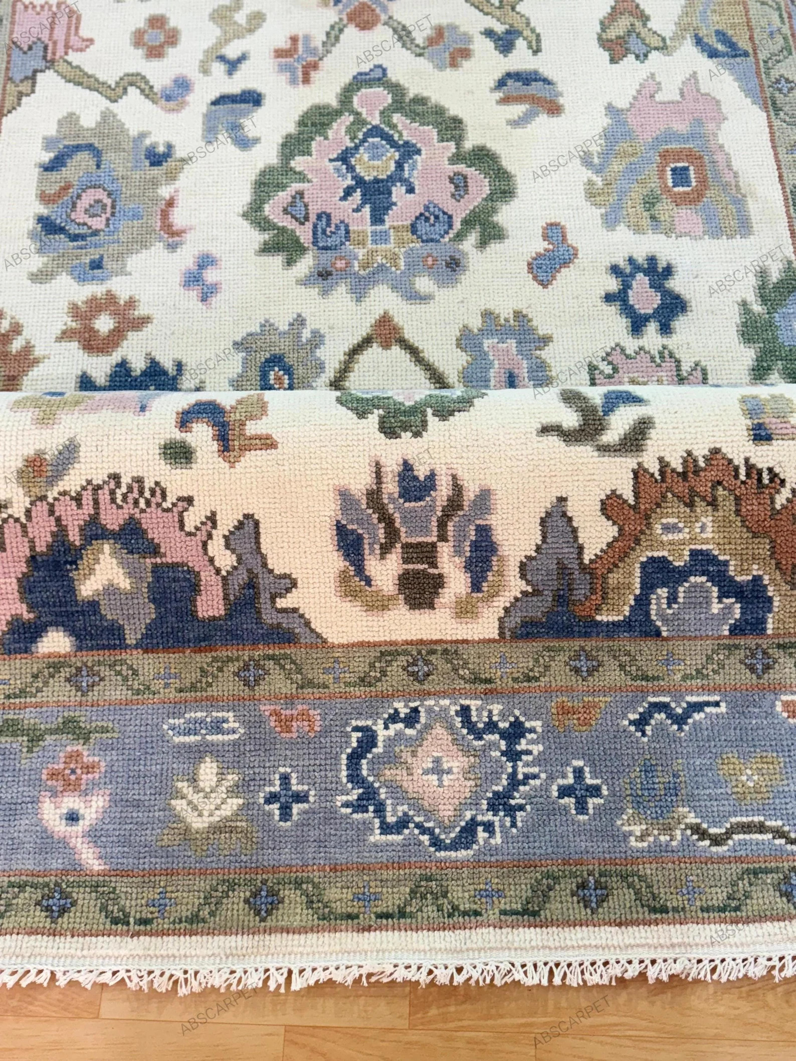 White & Grey Oushak Rugs Traditional Wool Rugs | Hand Knotted Gray Accent Oversized Beige Living ... | Etsy (US)