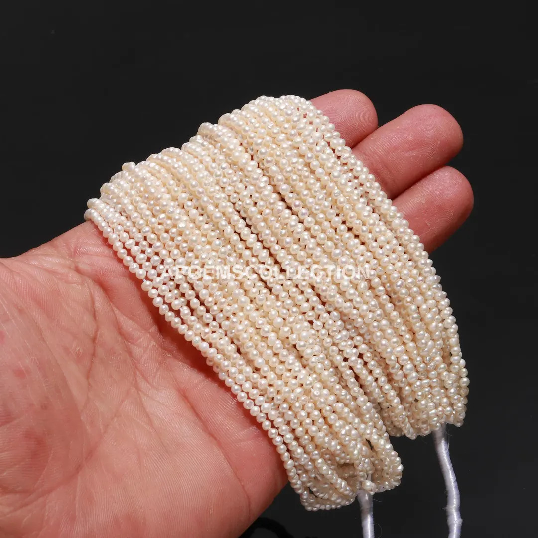 AAA Natural Freshwater Pearl Beads, 3 MM Round Pearl Beads, Smooth Round Shape Pearl Balls, 6 Inc... | Etsy (US)