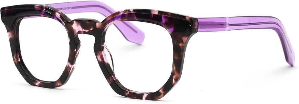 Zeelool Retro Geometric Eyeglasses Acetate Non-prescription Clear Lens eyewear Frame for Women Me... | Amazon (US)