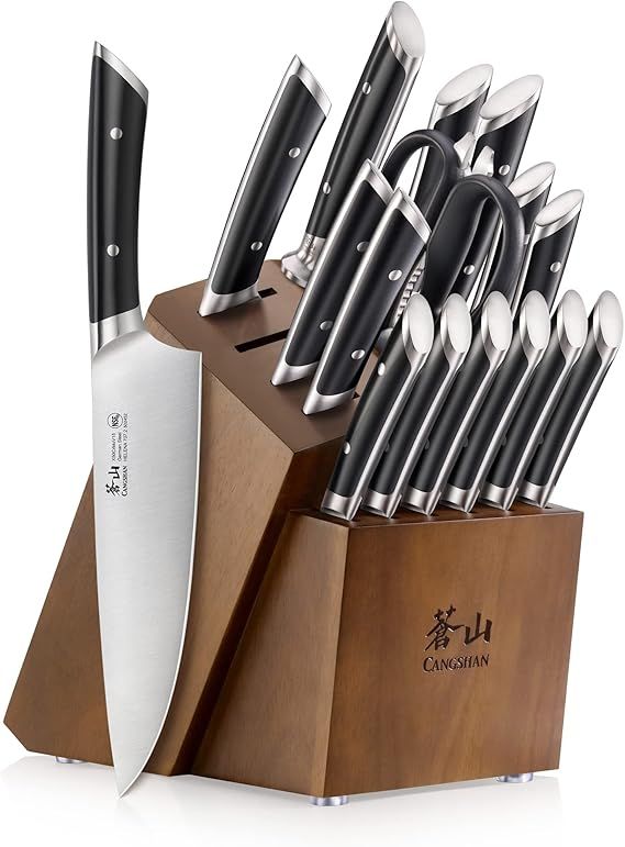 Cangshan HELENA Series German Steel Forged Knife Block Set (17-Piece, Black)       Send to LogieI... | Amazon (US)