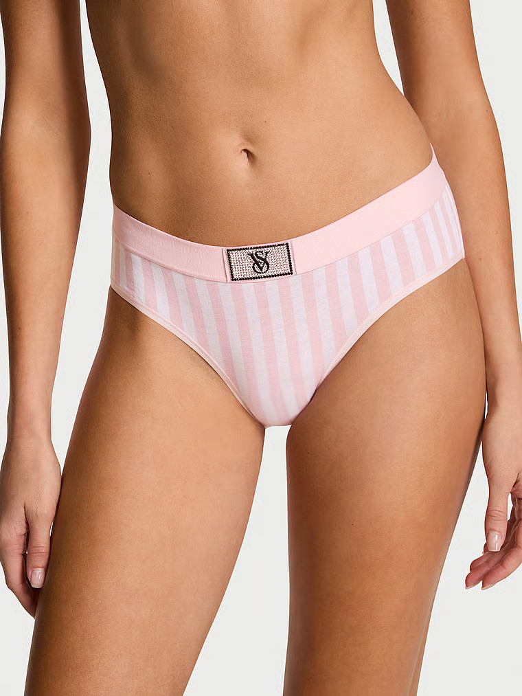 Buy Logo Cotton Shine Patch Hiphugger Panty, Pink Stripes - Order Panties online - Victoria's Sec... | Victoria's Secret (US / CA )