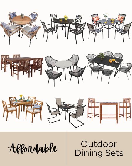 Outdoor dining sets, affordable dining sets, outdoor living, Walmart home, target home, Amazon home, wooden, black metal, modern 

#LTKSeasonal #LTKstyletip #LTKhome
