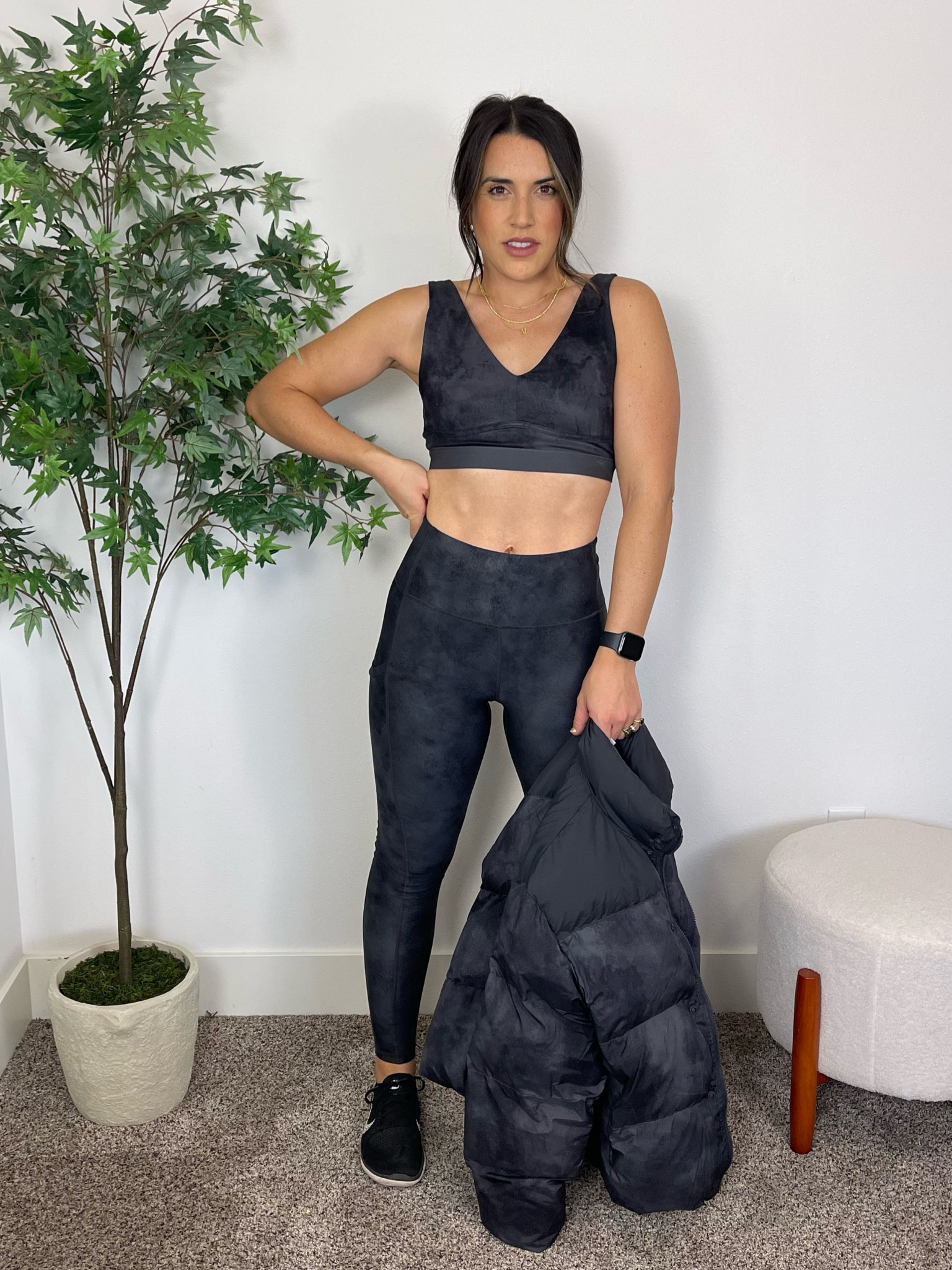 Fabletics workout clothes | leggings | puffer coat | sports bra | monochromatic outfit | grey fitness apparel 

#LTKstyletip #LTKSeasonal #LTKfitness
