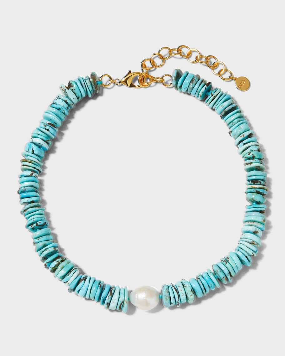 Turquoise Heishi with Baroque Pearl Necklace | Neiman Marcus
