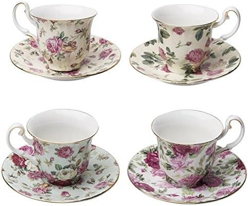 Gracie China Rose Chintz Porcelain 3-Ounce Small Petite Espresso/Demitasse Cup and Saucer with Go... | Amazon (US)