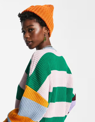 Topshop – Beanie aus grobem Rippstrick aus recyceltem Material in Orange | ASOS | ASOS (Global)
