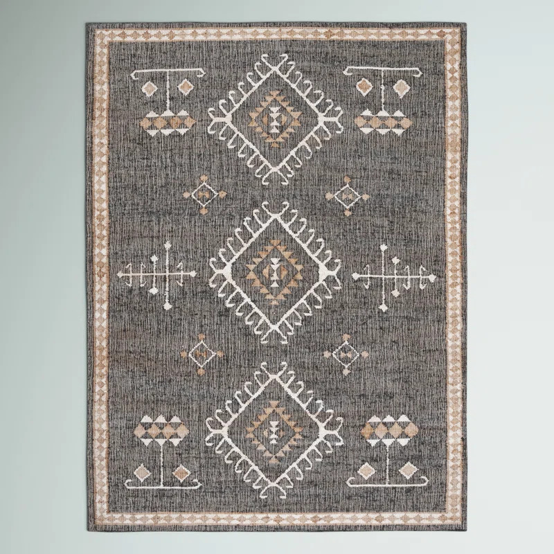 Steelside™ Mickie Southwestern Handmade Flatweave Jute Black/Ivory Area Rug & Reviews | Wayfair | Wayfair North America