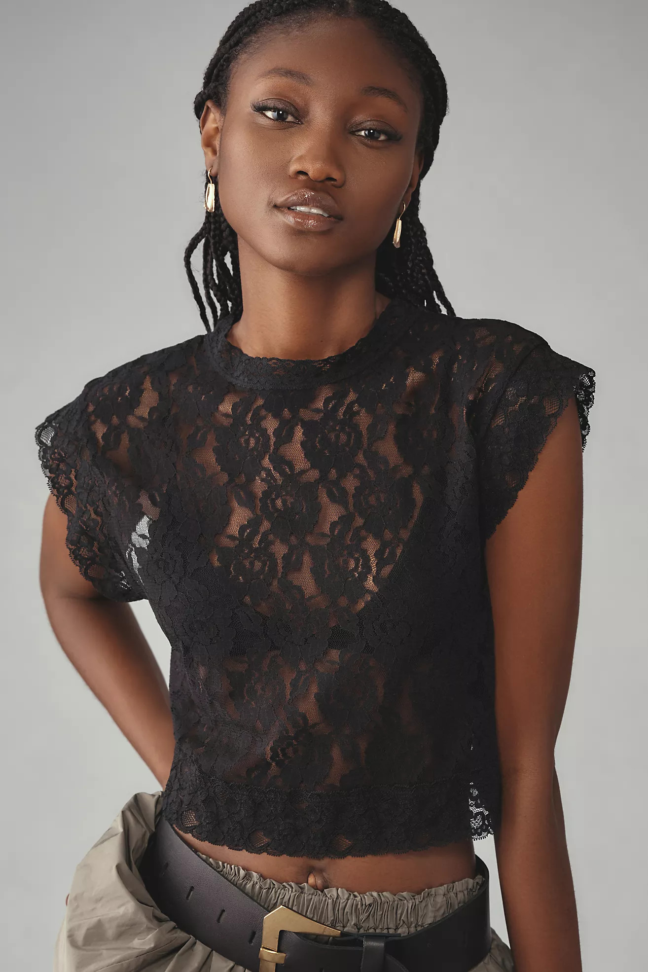 By Anthropologie High-Neck Lace Layering Top | Anthropologie (US)