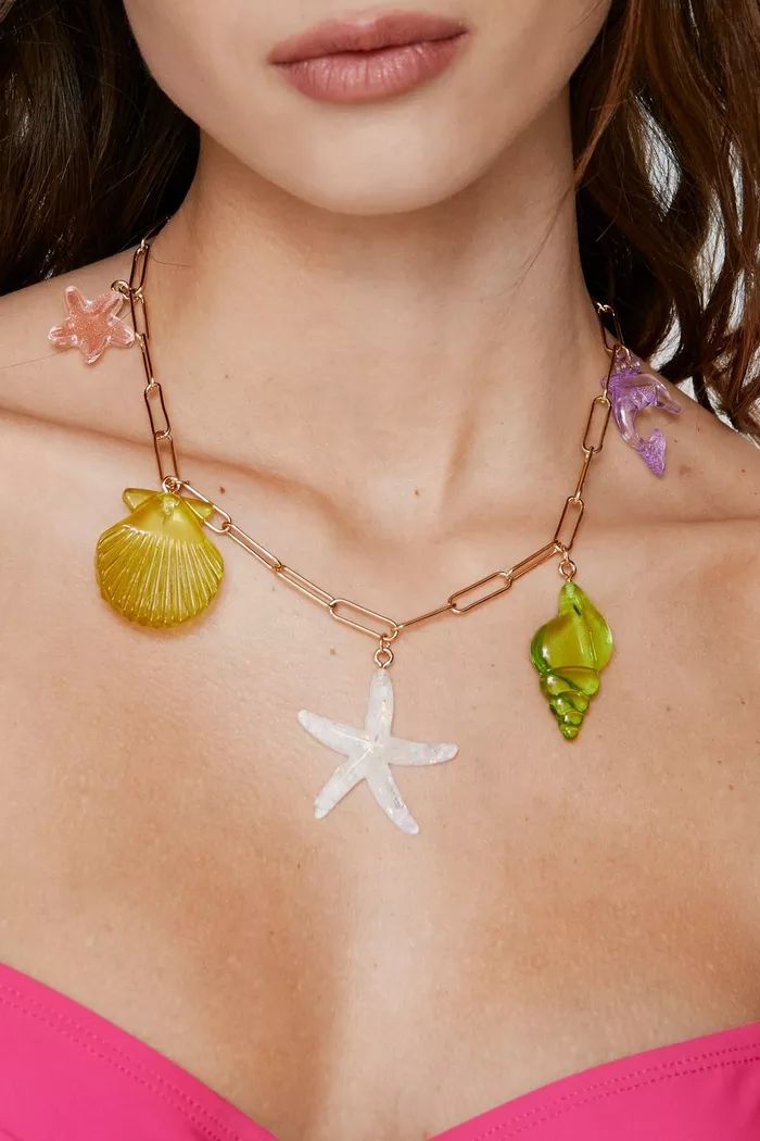 Recycled Sea Charm Drop Detail Necklace | Boohoo.com (UK & IE)