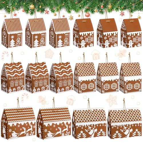 Watersay 24 Pcs Christmas Gingerbread House Ornaments Paper Christmas Gingerbread House Decoration Hanging Christmas Tree Ornaments for Xmas Holiday Party House Supplies | Amazon (US)