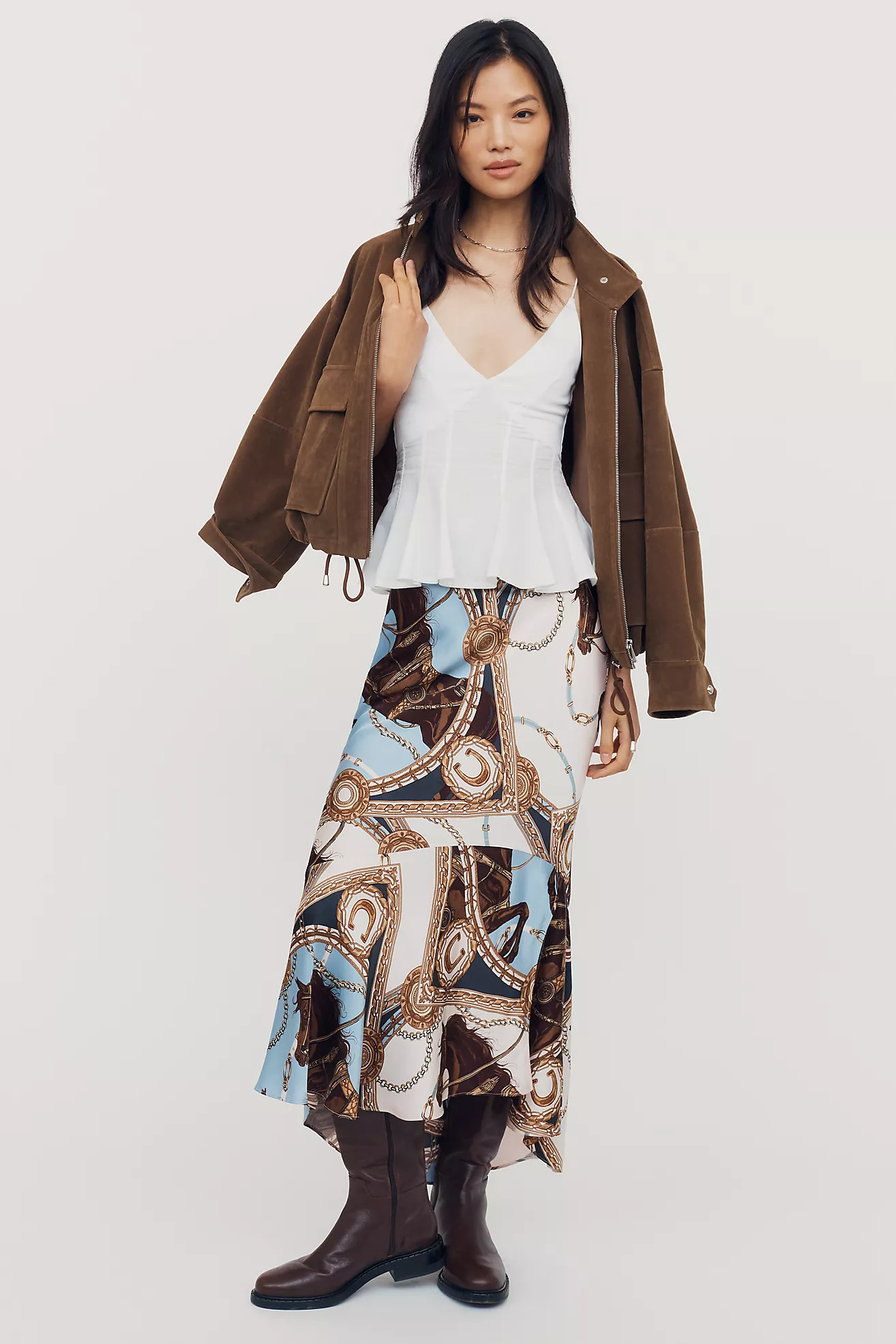 Bias-Cut Satin Midi Skirt | Anthropologie (US)