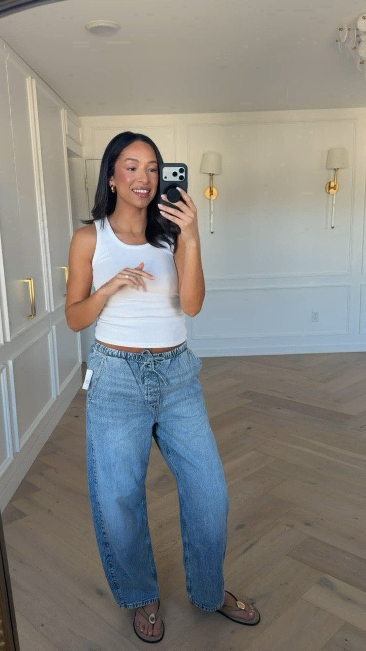 Spring outfit! 40% OFF at Gap! Wearing size S white tank and size M pants 🤍 They’re so cute, casual, and super comfortable with an elastic waistband! 

Spring fashion
Spring style
Travel outfit 
Airport outfit 
Casual outfit 

#LTKmomlife #LTKSeasonal #LTKSaleAlert