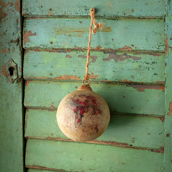 6 Inch Old World Santa Metal Ball Ornament Set of 3 | Antique Farm House