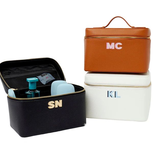 Shadow Monogram Leather Train Case | Sprinkled With Pink