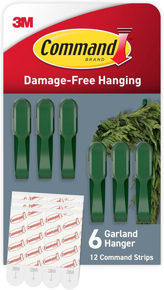 Command Garland Hanger, Garland Green, 6 bundlers, 12 Strips | Amazon (US)