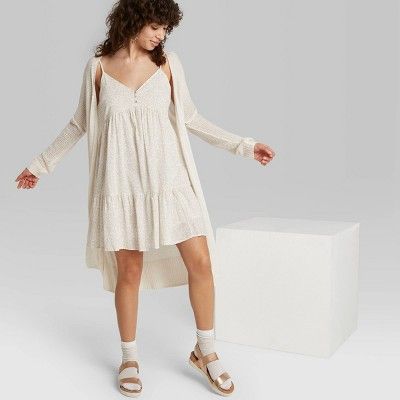 Women's Floral Print Sleeveless V-Neck Button Mini Dress - Wild Fable™ White | Target