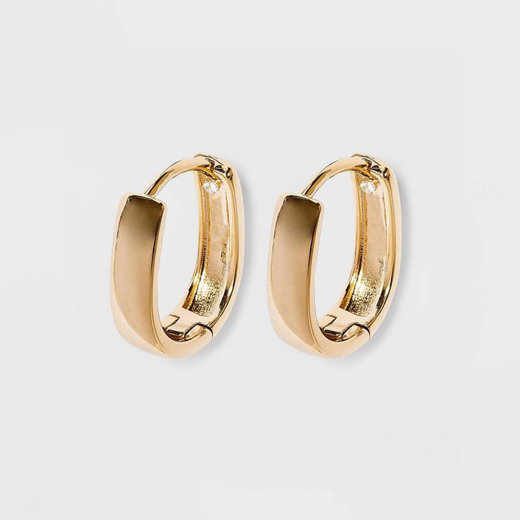 14K Gold Plated Oval Hoop Drop Earrings - A New Day™ | Target