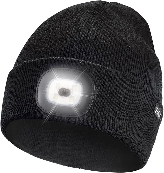 Etsfmoa Unisex Beanie Hat with The Light Gifts for Men Dad Father USB Rechargeable Caps | Amazon (US)