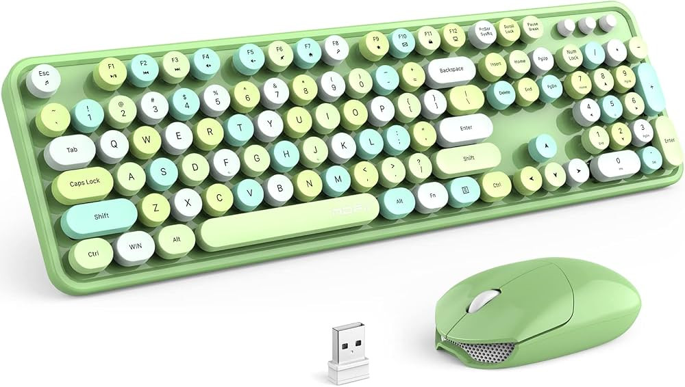 MOFII Wireless Keyboard and Mouse Combo, 2.4GHz Retro Full Size Typewriter Keyboard with Number P... | Amazon (US)