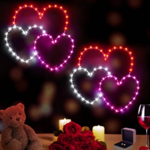 ILLUMINEW 2 Pack Valentine's Day Heart Window Lights, 8 Lighting Modes Red & Pink & White, 13.7 I... | Amazon (US)